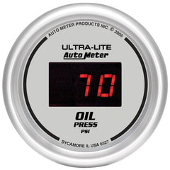 AutoMeter - Autometer Ultra-Lite 2-1/16in 100PSI Silver Dial Digital Oil Pressure Gauge w/ Red LED - Demon Performance