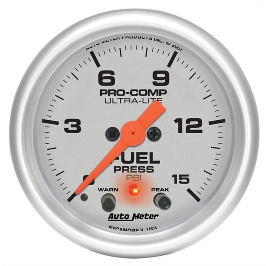 AutoMeter - Autometer Ultra-Lite 2-1/16in 15PSI Stepper Motor Fuel Pressure Gauge - Demon Performance