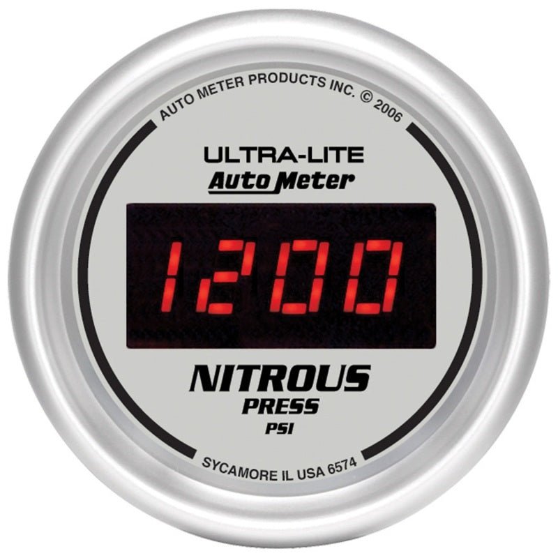 AutoMeter - Autometer Ultra-Lite 2-1/16in 1600 PSI Digital Nitrous Pressure Gauge - Silver - Demon Performance