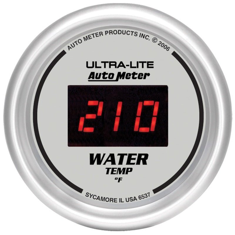 AutoMeter - Autometer Ultra-Lite 2-1/16in 340 Deg F Silver Dial Digital w/ Red LED Water Temperature Gauge - Demon Performance