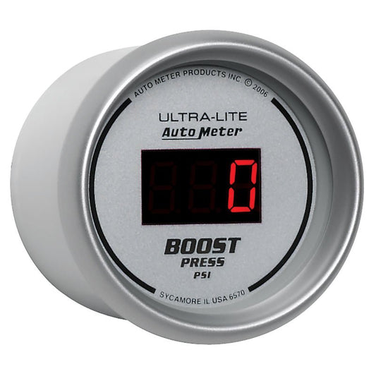 AutoMeter - Autometer Ultra-Lite 2-1/16in 5-60 PSI Digital Boost Pressure Gauge - Silver - Demon Performance