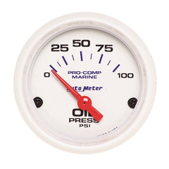 AutoMeter - Autometer Ultra-Lite 2-1/16in Electric 100 PSI Oil Pressure Gauge Marine White - Demon Performance