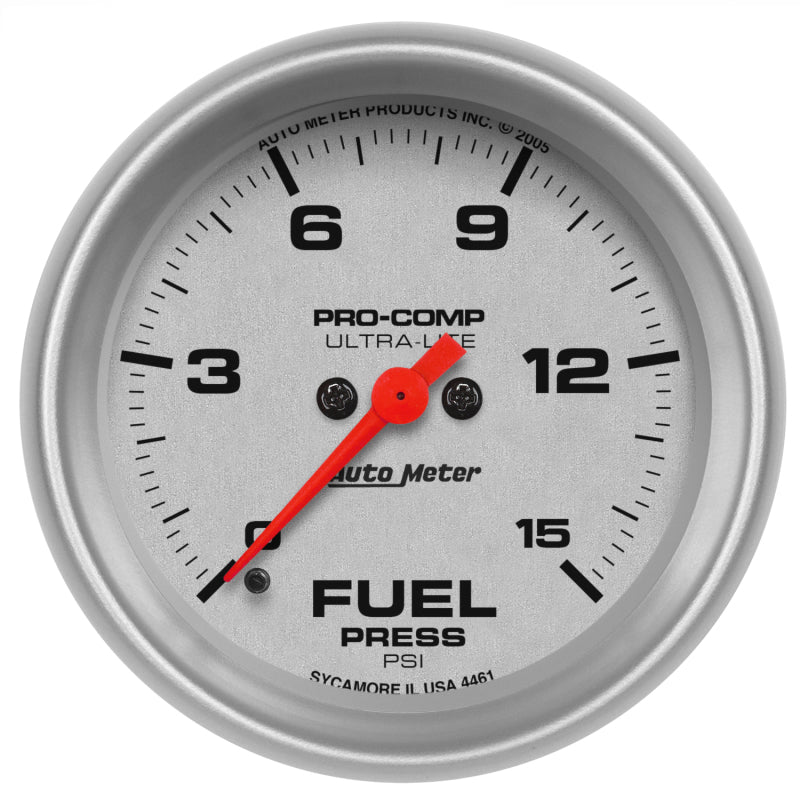 AutoMeter - Autometer Ultra-Lite 2-5/8in 15psi Fuel Pressure Gauge - Digital Stepper Motor - Demon Performance