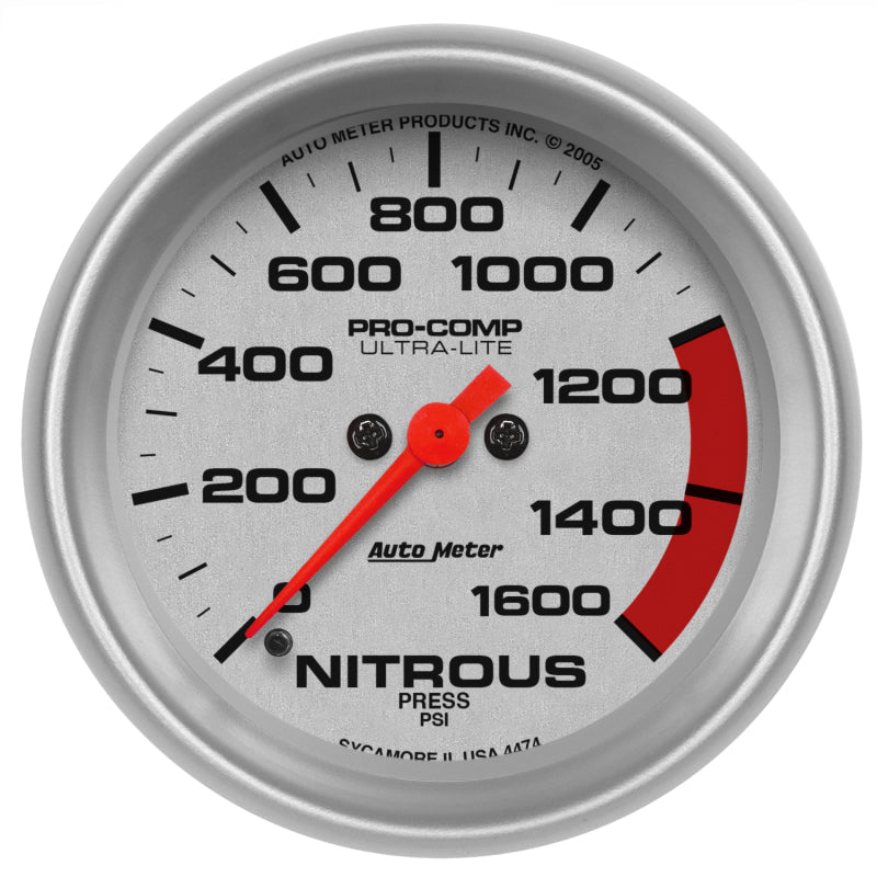 AutoMeter - Autometer Ultra-Lite 2-5/8in 1600PSI Nitrous Pressure Gage - Demon Performance