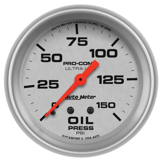 AutoMeter - Autometer Ultra-Lite 2 5/8in Mechanical 150 PSI Oil Pressure Gauge - Demon Performance