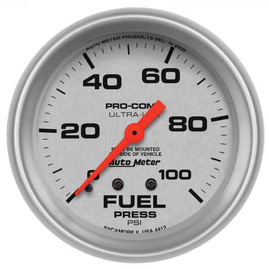 AutoMeter - Autometer Ultra-Lite 2 5/8in Mechanical Fuel Pressure Gauge 100psi - Demon Performance