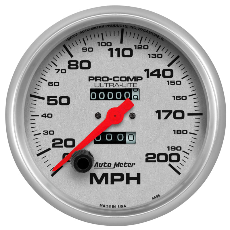 AutoMeter - Autometer Ultra-Lite 5 inch 200 MPH Mechanical In Dash Speedometer - Demon Performance