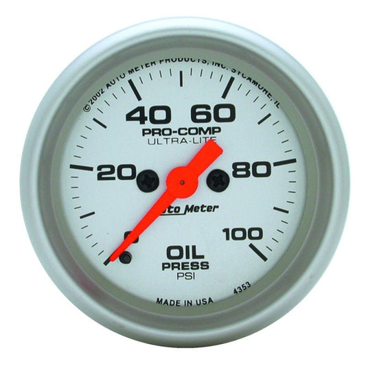 AutoMeter - Autometer Ultra-Lite 52mm 0-100 PSI Full Sweep Electronic Oil Pressure Gauge - Demon Performance