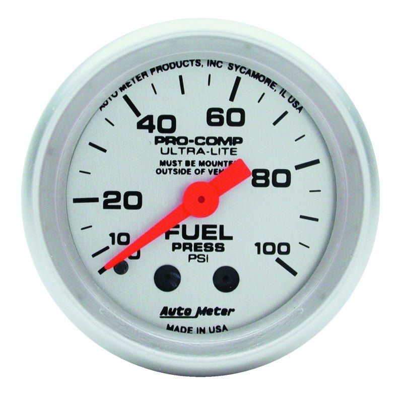 AutoMeter - Autometer Ultra-Lite 52mm 0-100 PSI Mechanical Fuel Pressure Gauge - Demon Performance