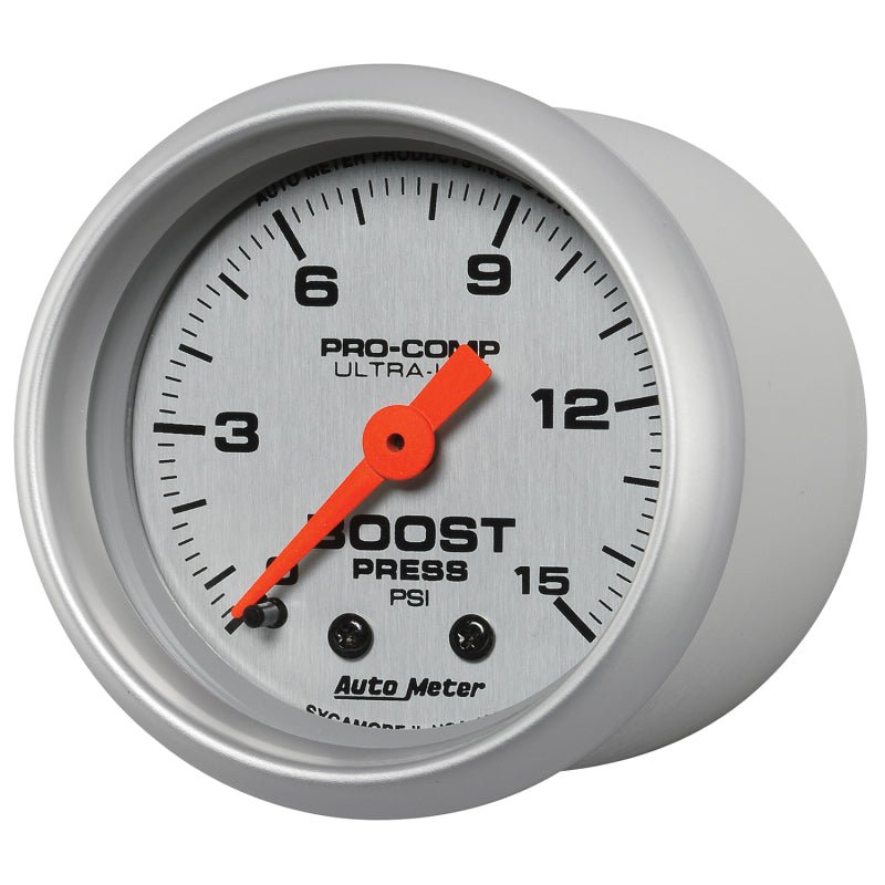 AutoMeter - Autometer Ultra-Lite 52mm 0-15 PSI Mechanical Boost Gauge - Demon Performance