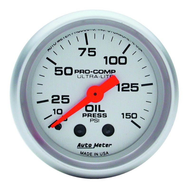 AutoMeter - Autometer Ultra-Lite 52mm 0-150 PSI Mechanical Oil Pressure Gauge - Demon Performance