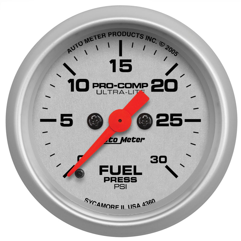 AutoMeter - Autometer Ultra-Lite 52mm 0-30 PSI Full Sweep Electronic Fuel Pressue Gauge - Demon Performance