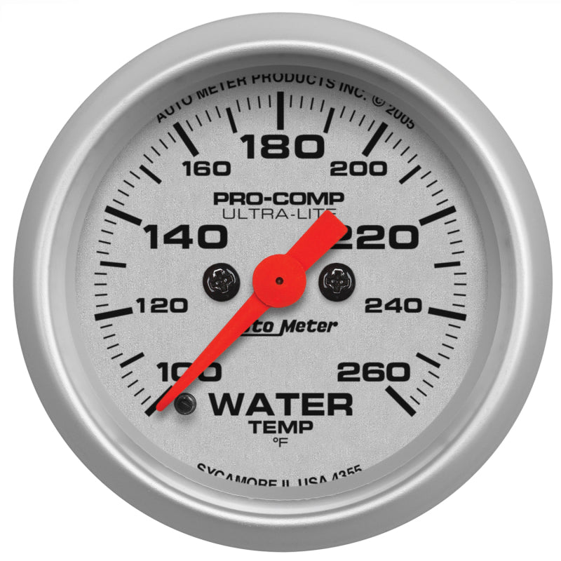 AutoMeter - Autometer Ultra-Lite 52mm 100-260 degree F Full Sweep Electronic Water Temperature Gauge - Demon Performance