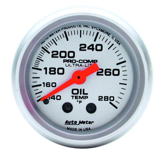 AutoMeter - Autometer Ultra-Lite 52mm 140-280 Deg F Mechanical Oil Temp Gauge - Demon Performance