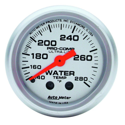 AutoMeter - Autometer Ultra-Lite 52mm 140-280 Deg F Mechanical Water Temp Gauge - White - Demon Performance