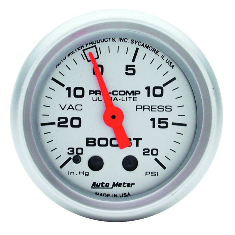 AutoMeter - Autometer Ultra-Lite 52mm 20 PSI Mechanical Boost Gauge - Demon Performance