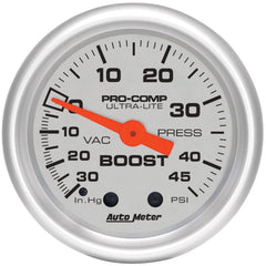 AutoMeter - Autometer Ultra-Lite 52mm 30 IN HG/45 PSI Mechanical Boost/Vacuum Gauge - Demon Performance