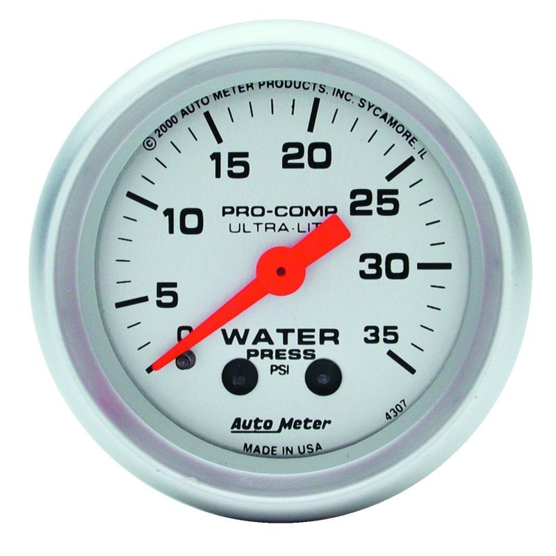 AutoMeter - Autometer Ultra-Lite 52mm 35 PSI Mechanical Water Pressure Gauge - Demon Performance