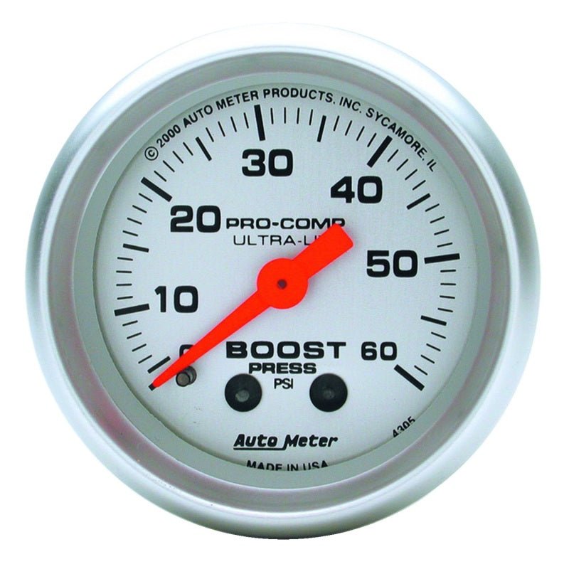 AutoMeter - Autometer Ultra-Lite 52mm 60 PSI Mechanical Boost Gauge - Demon Performance