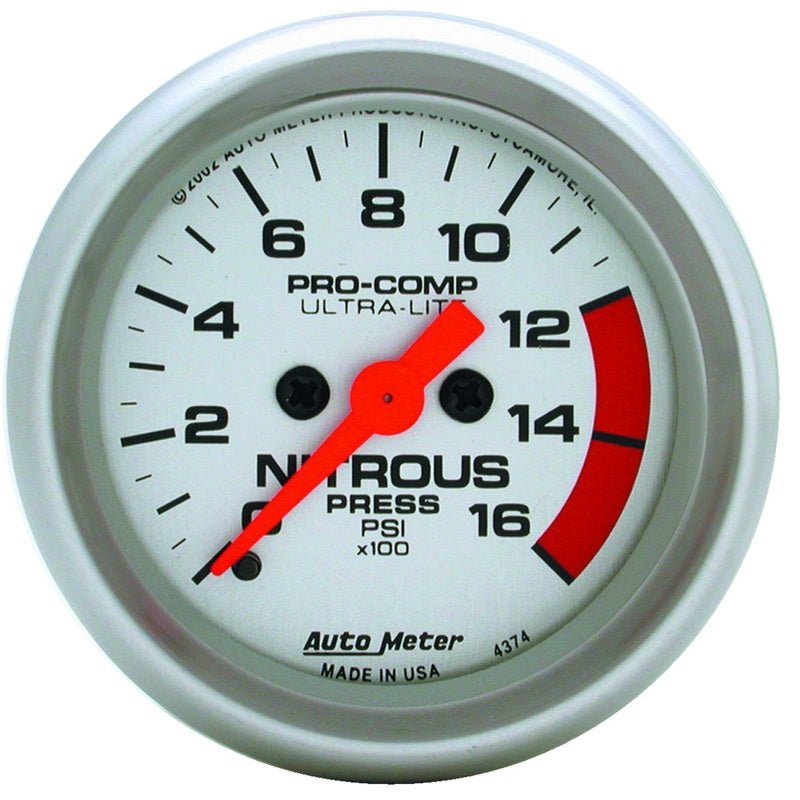 AutoMeter - Autometer Ultra-Lite 52mm FSE 0-1600 PSI Nitrous Pressure Gauge - Demon Performance