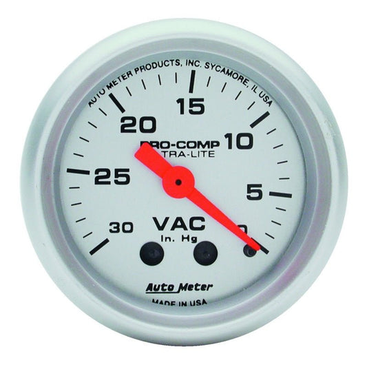 AutoMeter - Autometer Ultra-Lite 52mm Mechanical Vacuum Gauge 30INHG - Demon Performance