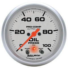 AutoMeter - Autometer Ultra-Lite 66.7mm Oil Press 2 5/8in 100PSI Digital Stepper Motor w/ Peak & Warning Light - Demon Performance