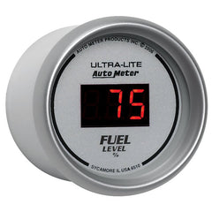 AutoMeter - Autometer Ultra-Lite Digital 2-1/16in 0-280 OHM Silver Dial w/ Red LED Programmable Fuel Level Gage - Demon Performance