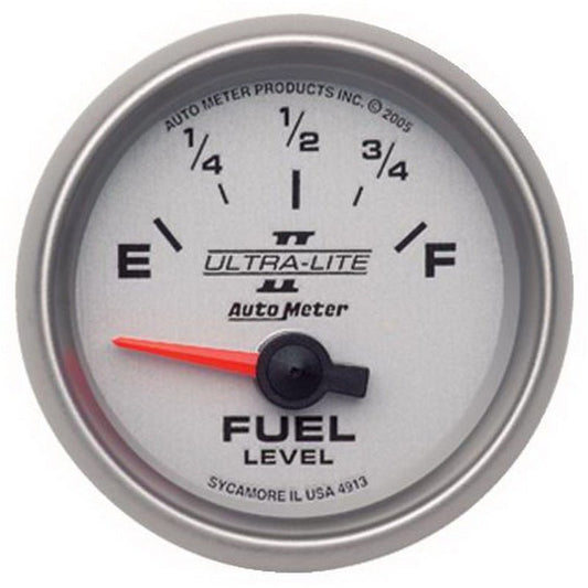 AutoMeter - Autometer Ultra-Lite II 2-1/16in 0 OHMS Empty / 90 OHMS Full Electronic Fuel Level Gauge - Demon Performance