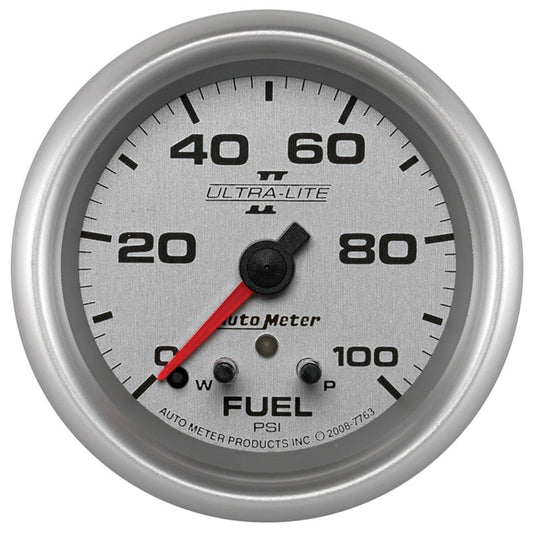 AutoMeter - Autometer Ultra-Lite II 2 5/8in 0-100 PSI Full Sweep Electronic Fuel Pressure Gauge - Demon Performance