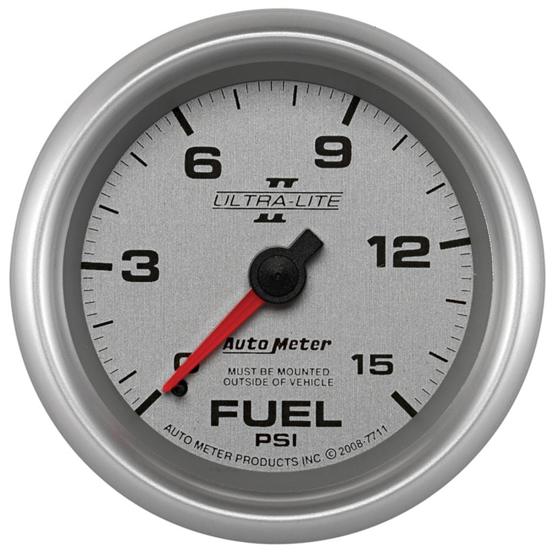 AutoMeter - Autometer Ultra-Lite II 2 5/8in 0-15 PSI Mechanical Fuel Pressure Gauge - Demon Performance