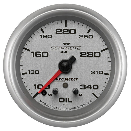 AutoMeter - Autometer Ultra-Lite II 2-5/8in 340 Deg F Stepper Motor w/ Peak & Warn Oil Temp Gauge - Demon Performance