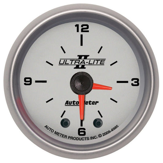 AutoMeter - Autometer Ultra-Lite II 2in Illuminated Analog Full Sweep Electronic 12 Hour Clock - Demon Performance