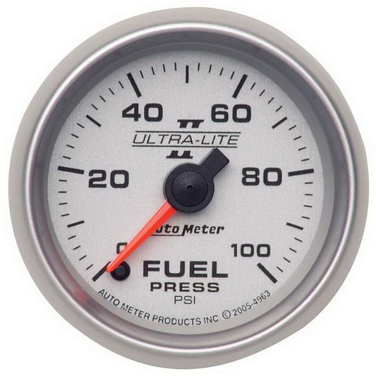 AutoMeter - Autometer Ultra-Lite II 52mm 0-100 PSI Full Sweep Electronic Fuel Pressure Gauge - Demon Performance