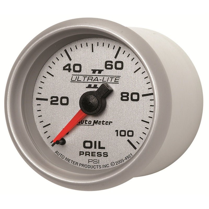 AutoMeter - Autometer Ultra-Lite II 52mm 0-100 PSI Mechanical Oil Pressure Gauge - Demon Performance