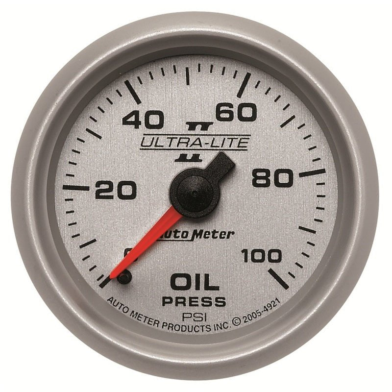 AutoMeter - Autometer Ultra-Lite II 52mm 0-100 PSI Mechanical Oil Pressure Gauge - Demon Performance