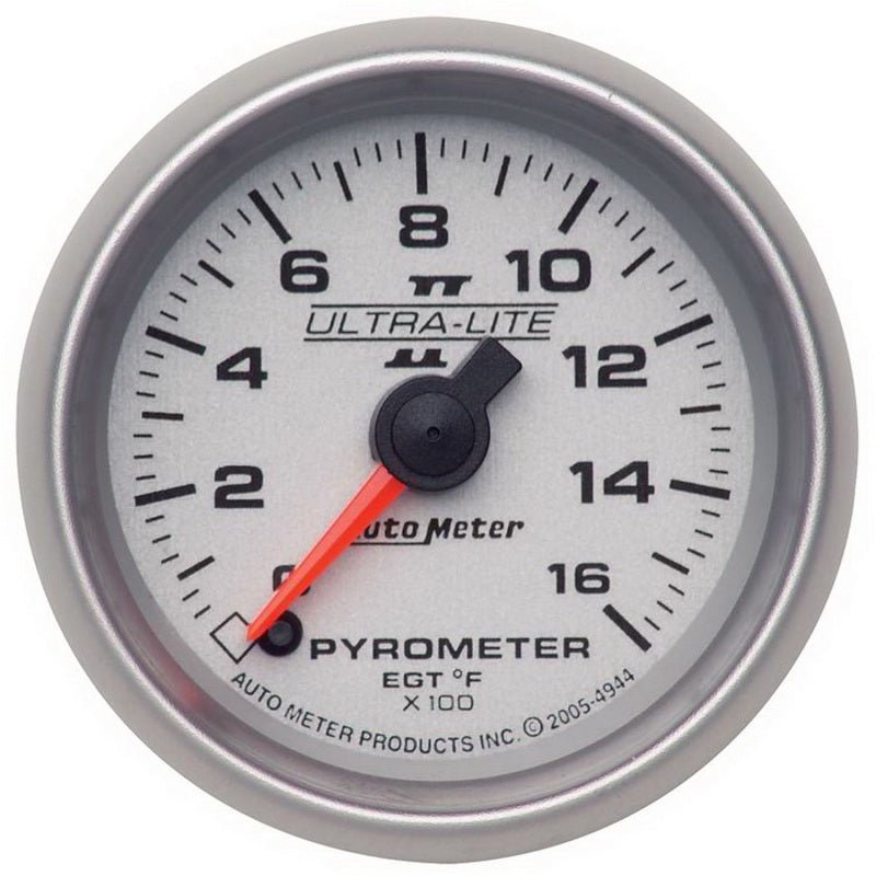 AutoMeter - Autometer Ultra-Lite II 52mm 0-1600 Deg F Full Sweep Electric Pyrometer (EGT) Gauge - Demon Performance