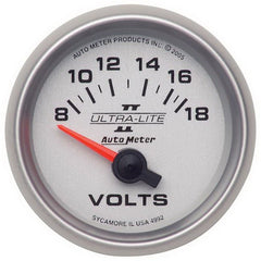 AutoMeter - Autometer Ultra-Lite II 52mm 8-18 Volt Short Sweep Electronic Voltmeter - Demon Performance