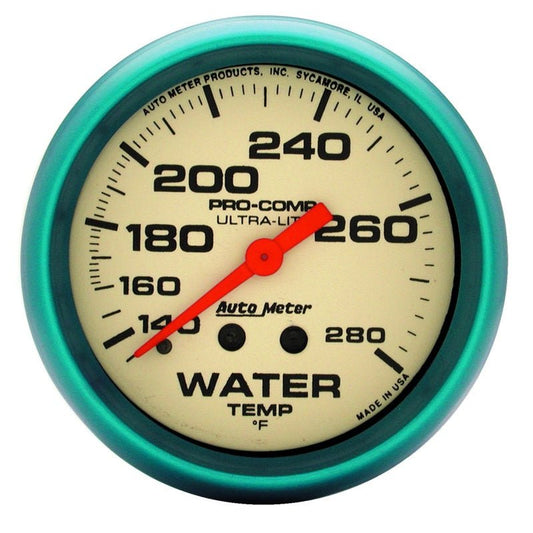 AutoMeter - Autometer Ultra-Nite 66.7mm 140-280 Deg F Mechanical Water Temp Gauge - Demon Performance