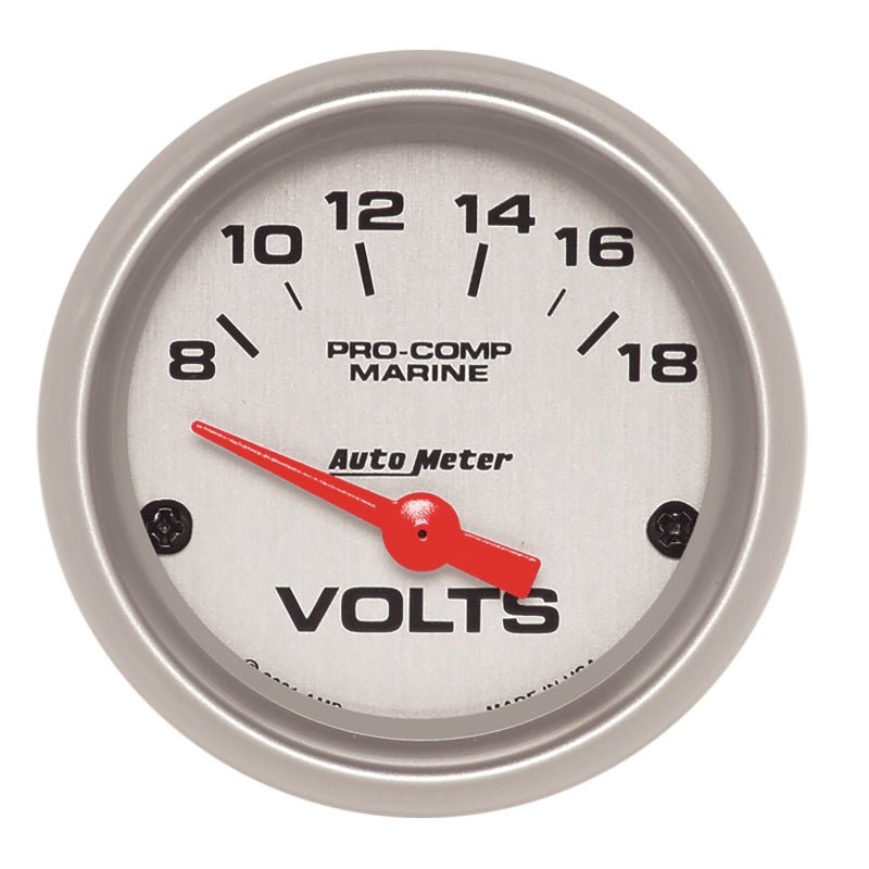 AutoMeter - Autometer Voltmeter 2-1/16in 18V Electric Marine Silver Ultra-Lite Gauge - Demon Performance