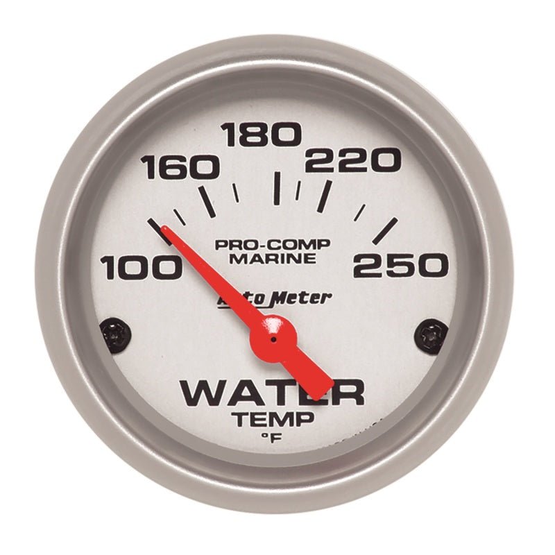 AutoMeter - Autometer Water Temp Gauge 2 1/6in 100-200 Degree F Electric Marine Silver - Demon Performance