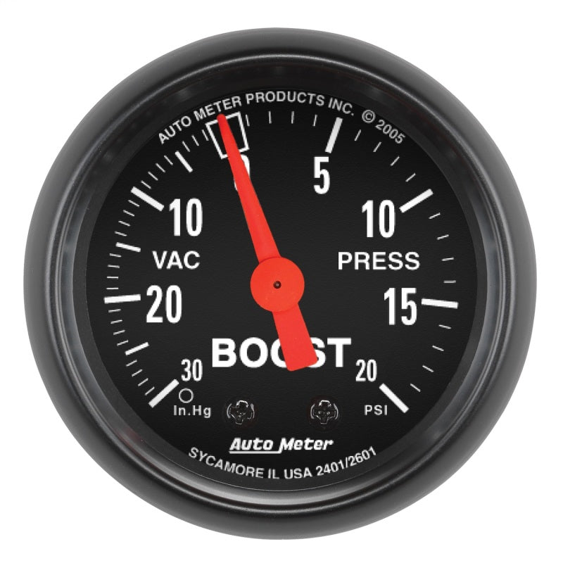 AutoMeter - Autometer Z Series 52mm 20 PSI Mechanical Boost Vacumm Gauge - Demon Performance