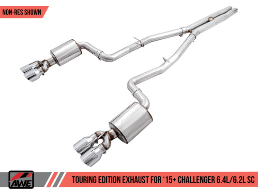 AWE Tuning - AWE Tuning 2015+ Dodge Challenger 6.4L/6.2L Non-Resonated Touring Edition Exhaust - Quad Silver Tips - Demon Performance