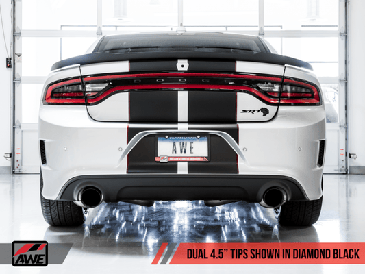 AWE Tuning - AWE Tuning 2015+ Dodge Charger 6.4L/6.2L Non-Resonated Touring Edition Exhaust - Diamond Blk Tips - Demon Performance