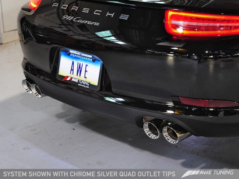 AWE Tuning - AWE Tuning 991 Carrera Performance Exhaust - Chrome Silver Tips - Demon Performance