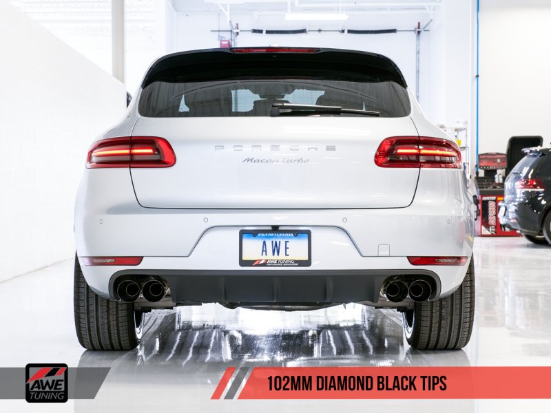 AWE Tuning - AWE Tuning Porsche Macan Touring Edition Exhaust System - Diamond Black 102mm Tips - Demon Performance