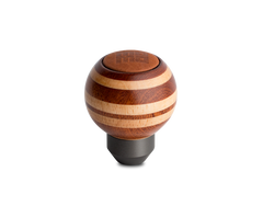 Momo Targa Heritage Shift Knob - Round Wood, Layered Mahogany and Beechwood, Leather Insert Top