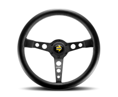 Momo Prototipo Steering Wheel 350 mm - Black Leather/Wht Stitch/Black Spokes