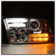 Spyder Dodge Ram 09-12 Projector Headlights Light Bar DRL Chrome PRO-YD-DR09-LBDRL-C