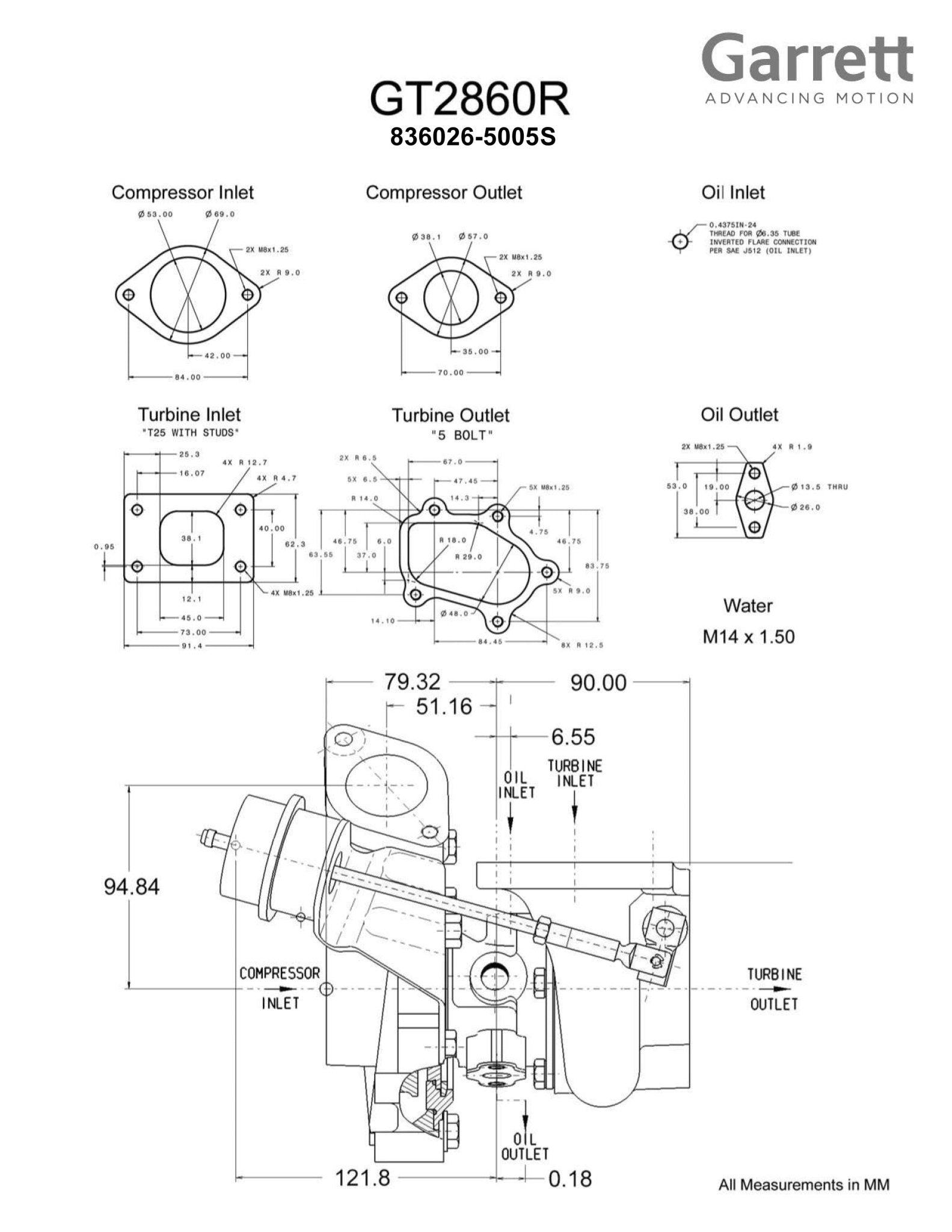 Garrett - Garrett GT2860R Dual Ball Bearing Turbocharger - Demon Performance