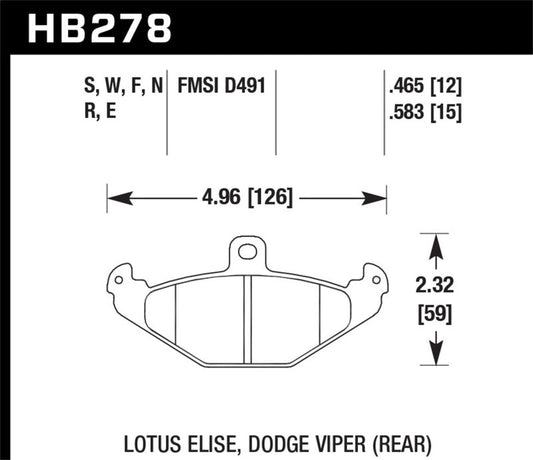 Hawk Performance - Hawk 96 & 00 Dodge Viper GTS / 92-00 Viper / 00 Viper RT10 Blue 9012 Rear Race Brake Pads - Demon Performance